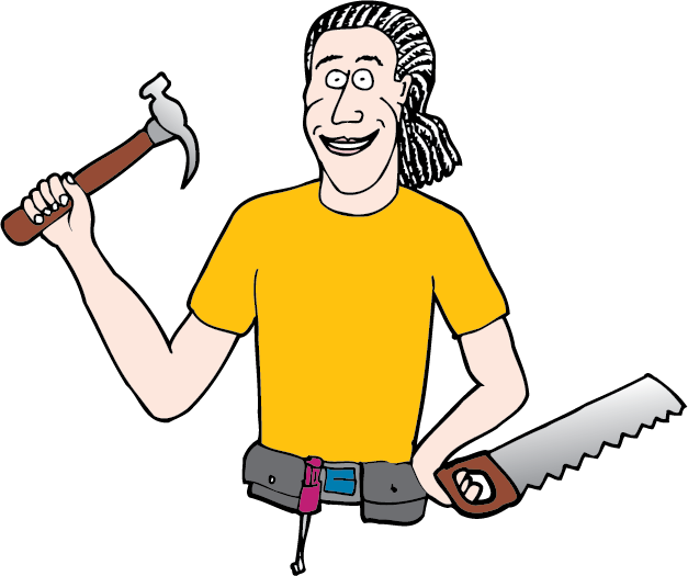 Dude with a Hammer logo
